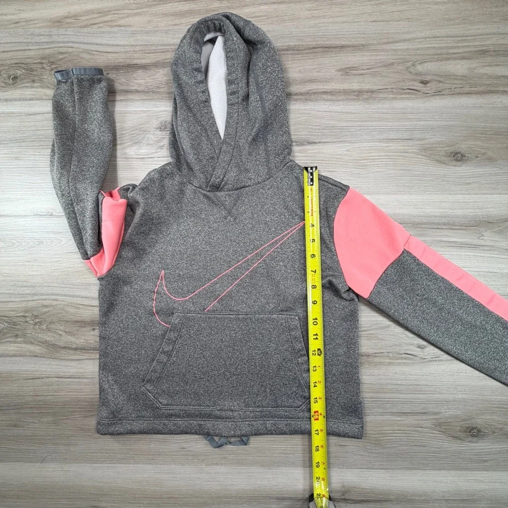 Nike Dri-FIT Girls Hoodie Grey Pink Colorblock Swoosh Pullover‎ Size M Medium